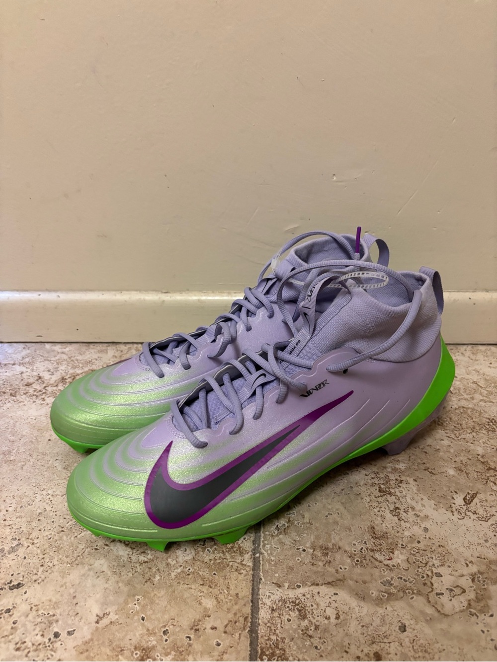 Nike Zoom Air Vapor Pro 1 NRG Purple Green Cleat IB8250-500 Men's Size 14